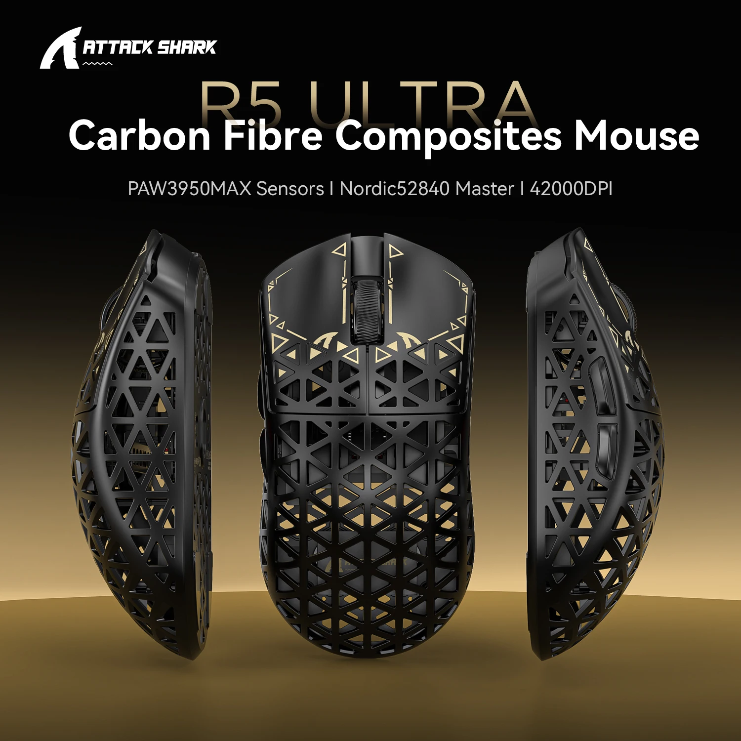 ATTACK SHARK R5 Ultra Carbon Fiber Wireless 8K Gaming Mouse 39g SUPERLIGHT, PixArt PAW3950MAX Gaming Sensor, 8000Hz Wireless Pol - Image 2