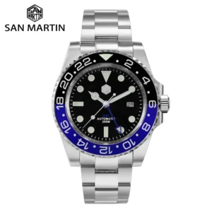San Martin Luxury GMT Hangzhou 6460 Men Automatic Mechanical Watch Business Sports Waterproof 200m Sapphire Full Luminous SN0016