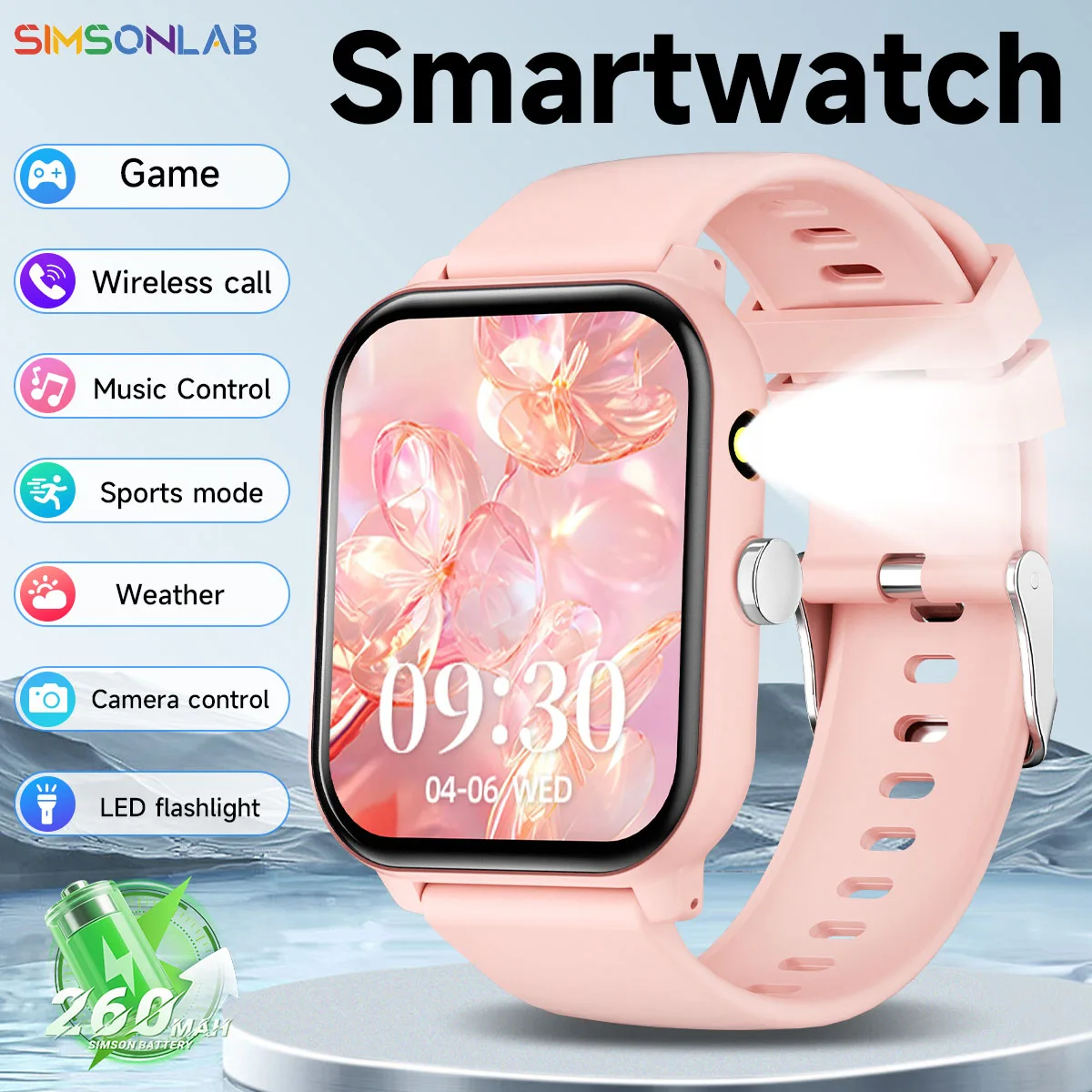 New Game Smart Watch 1.83” Bluetooth Call Sports Mode Music/Camera Control LED Flashlight Long Battery Watch for Android/IOS