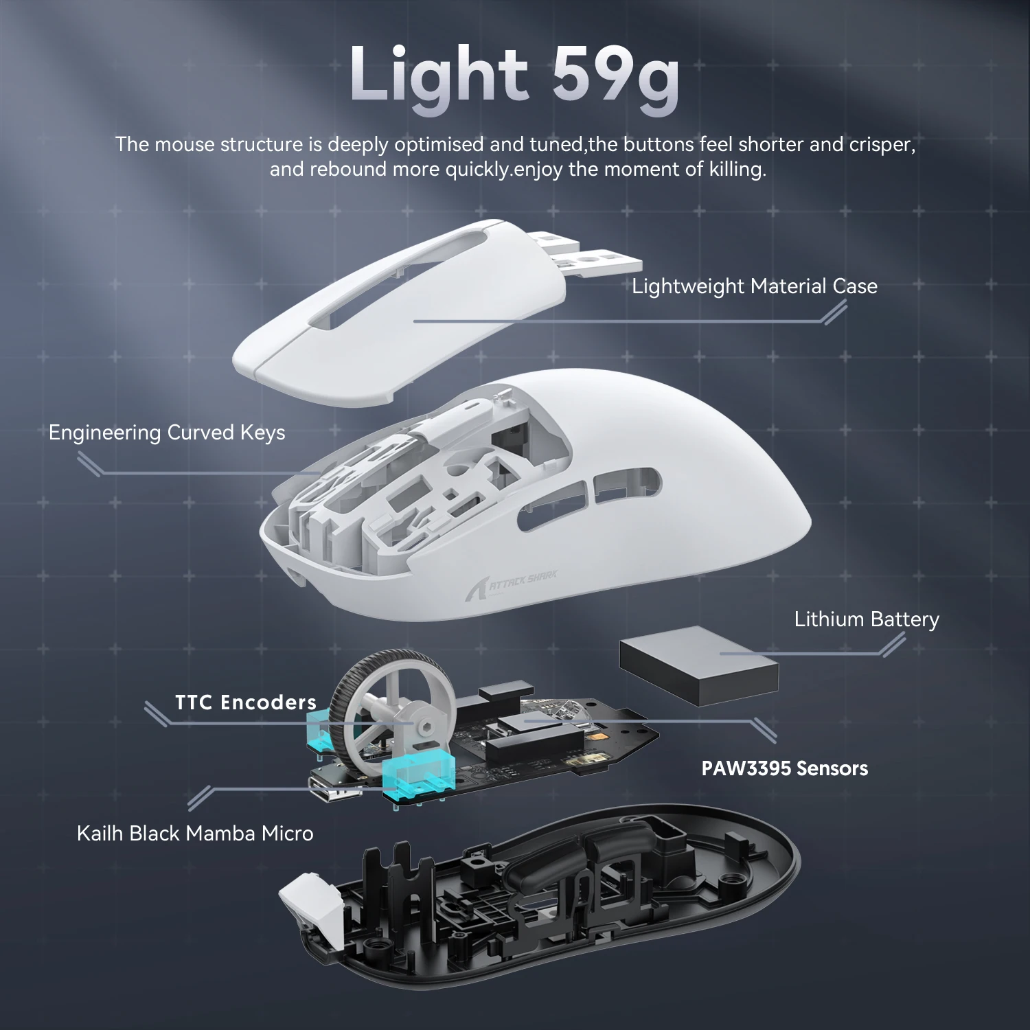 ATTACK SHARK X3/X3PRO 4K/8K Wireless Gaming Mouse, 26K DPI, Tri-Mode (Wired/2.4GHz/BT5.2), Lightweight, PAW3395 Sensor For Gamer - Image 16