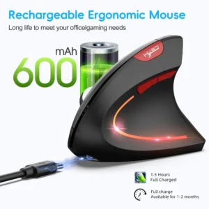 New Dual Mode Wireless Vertical Mouse Bluetooth 5.1 Silent Ergonomic 6 Buttons Type‑C 2400DPI Anti‑Mouse Hand for Office Laptop