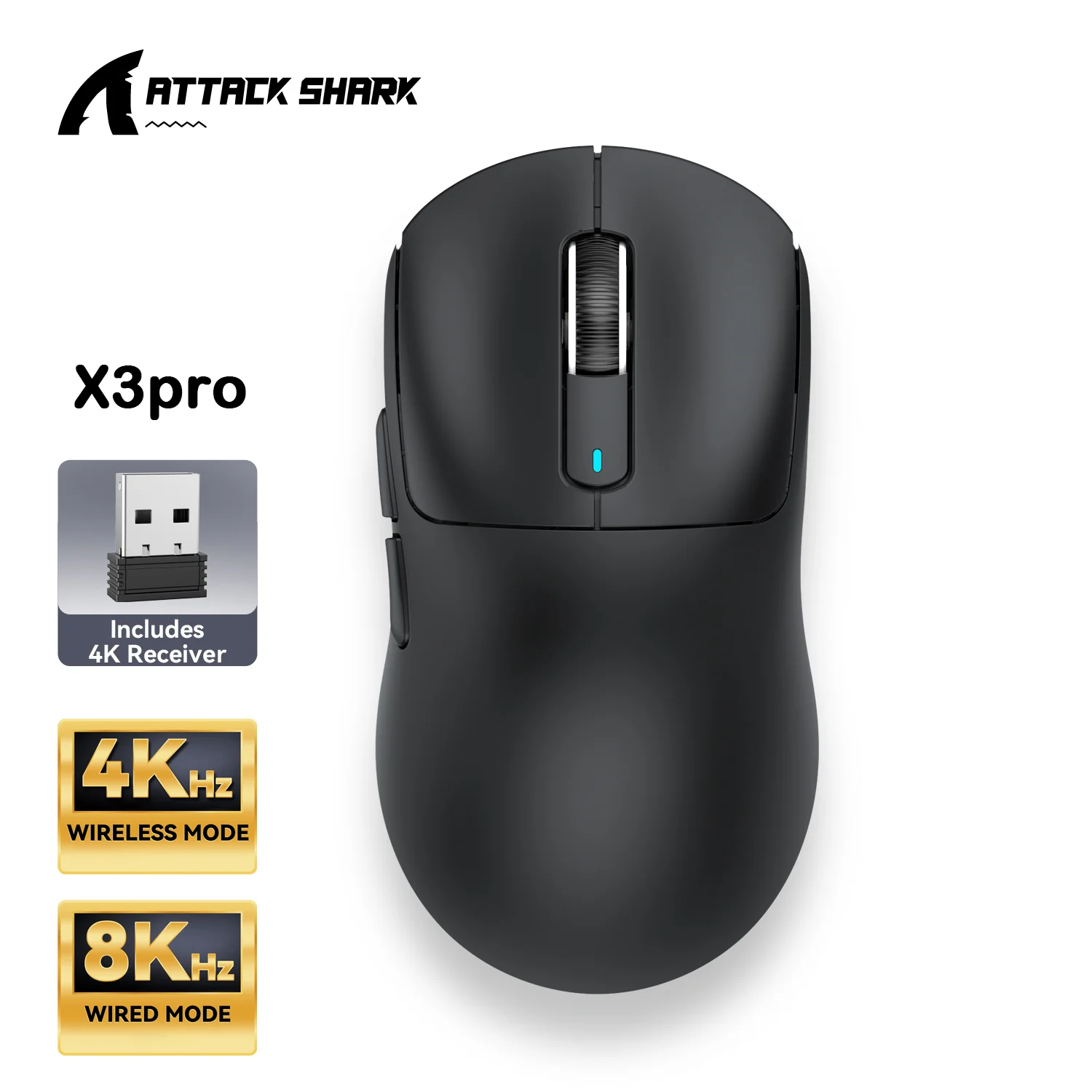 ATTACK SHARK X3/X3PRO 4K/8K Wireless Gaming Mouse, 26K DPI, Tri-Mode (Wired/2.4GHz/BT5.2), Lightweight, PAW3395 Sensor For Gamer - Image 5