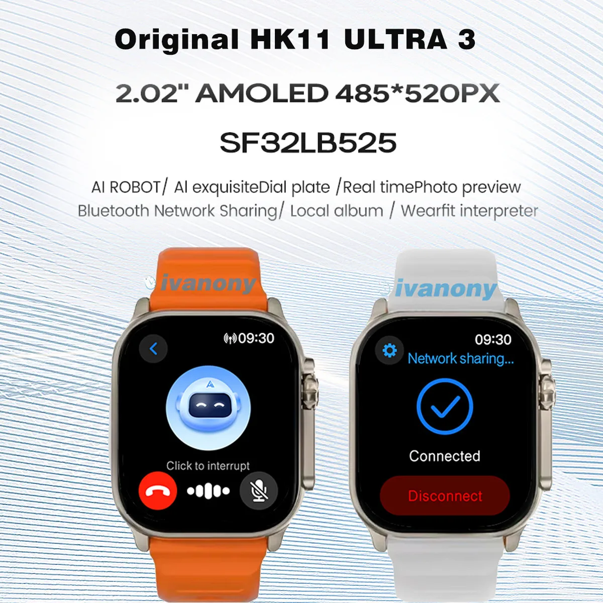 Original HK11 ULTRA3 Smart Watch Support TWS Earphone Connect Network Share Connection AI Robots Receive Call AMOLED Smartwatch - Image 10