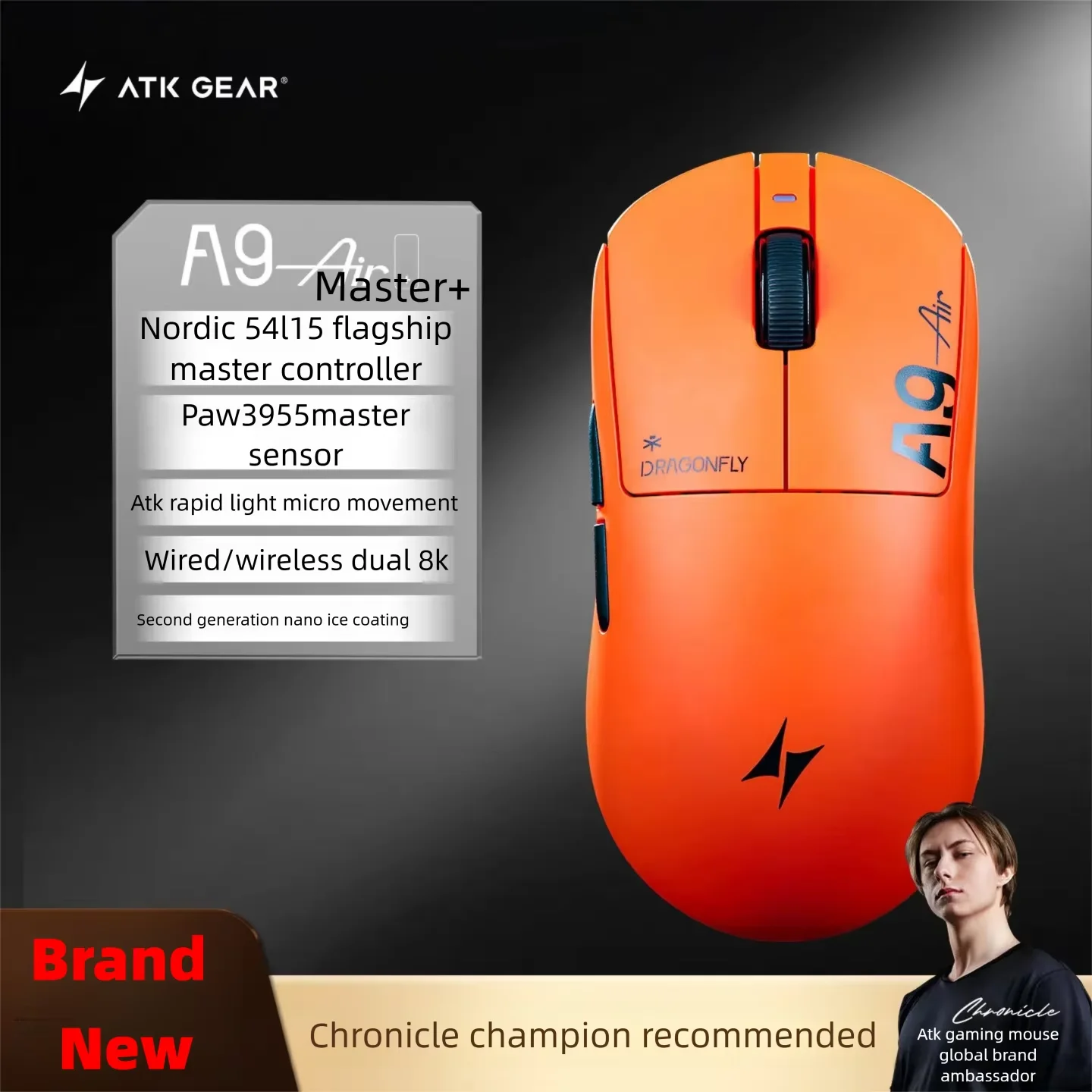 ATK A9 Air Ultimate Plus Gaming Mouse Wireless Bluetooth Lightweight PAW3955 Master Dual 8K Esports Mouse FPS Gaming Accessories - Image 2