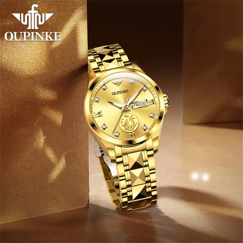 OUPINKE 3259 Real Gold Automatic Mechanical Watch for Women Ladies Hand Clock Original Luxury Tungsten Steel Strap Watch Women - Image 2