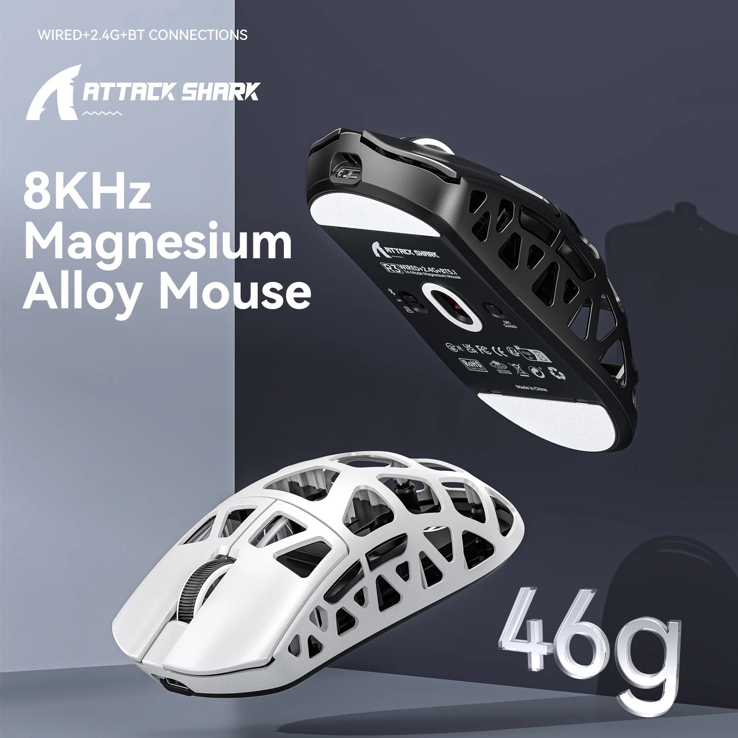 ATTACK SHARK R3 Gaming Mouse Magnesium Alloy Honeycomb,Ultra-Lightweight 8K Hz, PAW3395 Sensor, 26000 DPI, Ergonomic Shel - Image 5