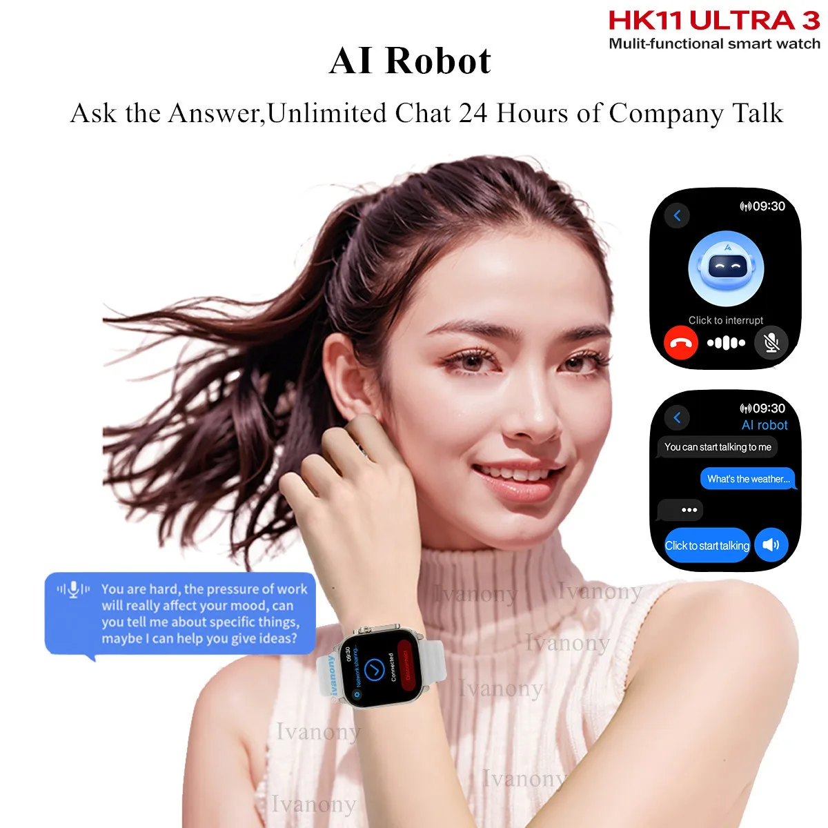 Original HK11 ULTRA3 Smart Watch Support TWS Earphone Connect Network Share Connection AI Robots Receive Call AMOLED Smartwatch - Image 4