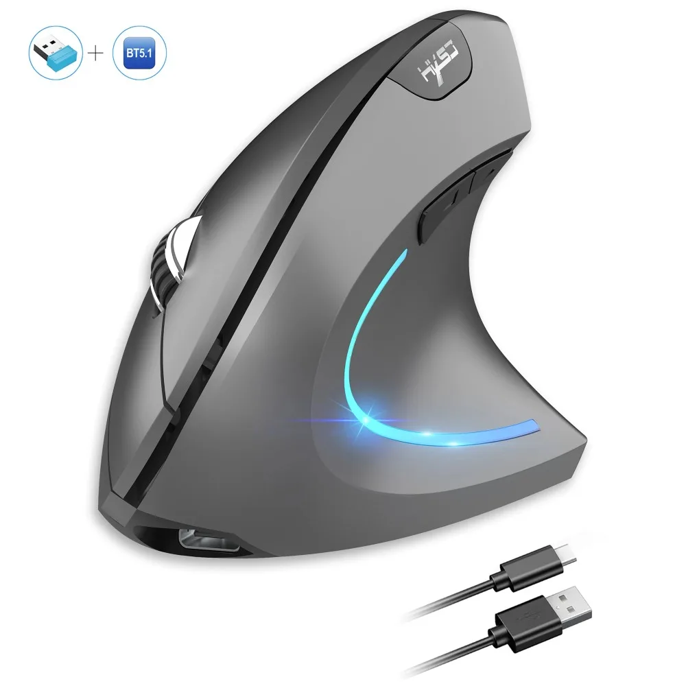 New Dual Mode Wireless Vertical Mouse Bluetooth 5.1 Silent Ergonomic 6 Buttons Type‑C 2400DPI Anti‑Mouse Hand for Office Laptop - Image 14