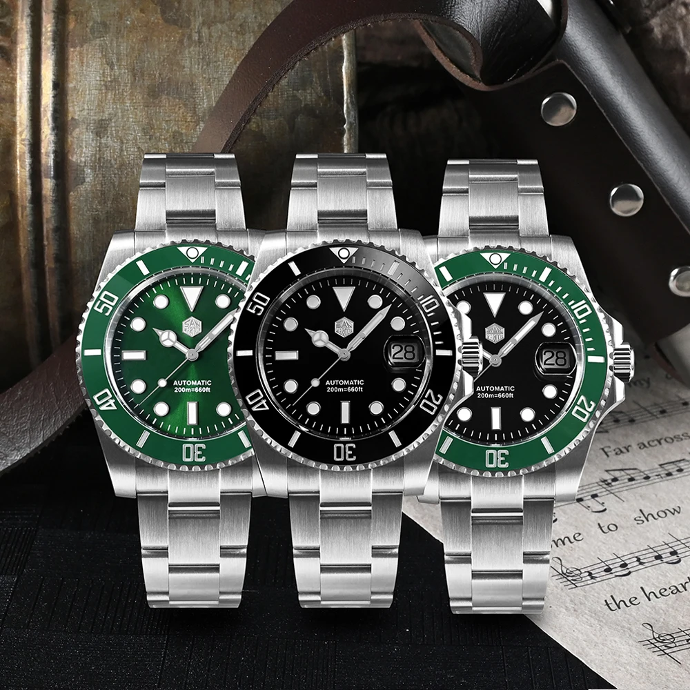 San Martin Watch New Upgraded Sub Men PT5000 ST2130 Automatic Diving Watches with Ceramic Bezel 200m Waterproof Sapphire SN0017G - Image 3