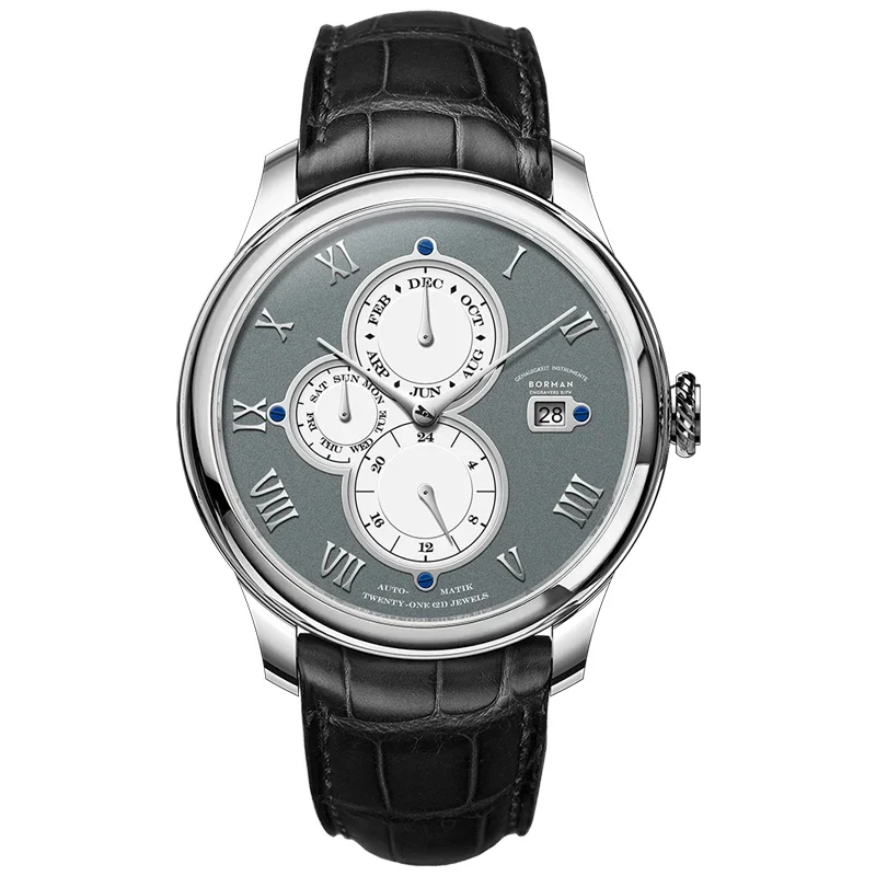 Luxury Brand BORMAN Automatic Mechanical Men’s Watches Sapphire 50M Waterproof Multi-function Dial Retro Leather Clocks BM18011 - Image 2