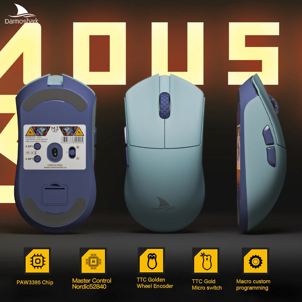 Darmoshark M3Pro Gaming Mouse 2.4G BT Wireless Tri-Mode PAW3395 Sensor N52840 26000DPI Big Hand Macro Driver Mouse For Gaming - Image 2