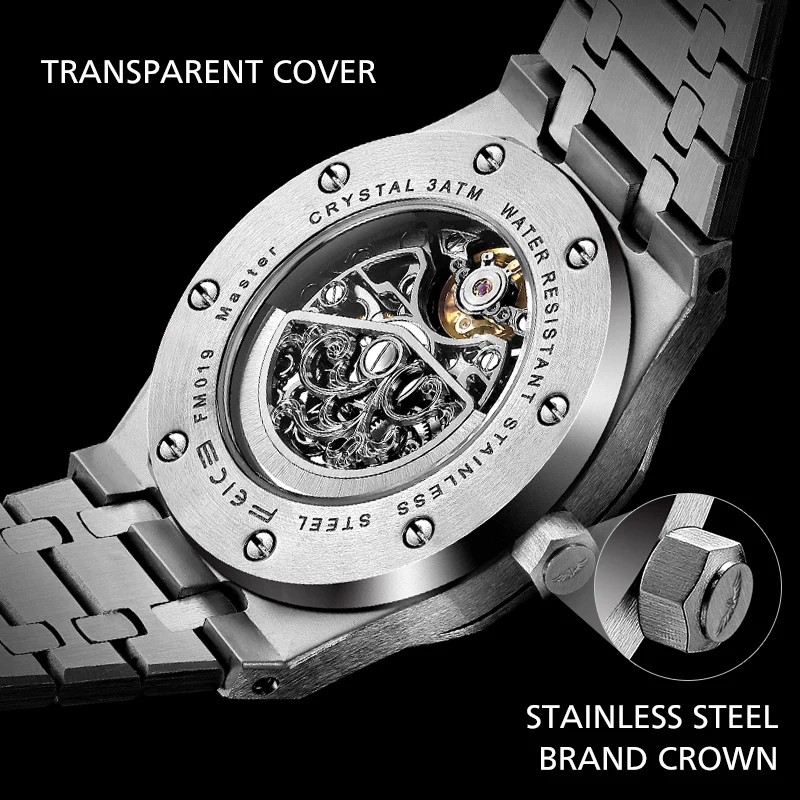 FEICE Automatic Mechanical Luxury Watch Men Top Brand Stainless Steel Watch Luminous Waterproof Watch for Men feice Skeleton 019 - Image 2