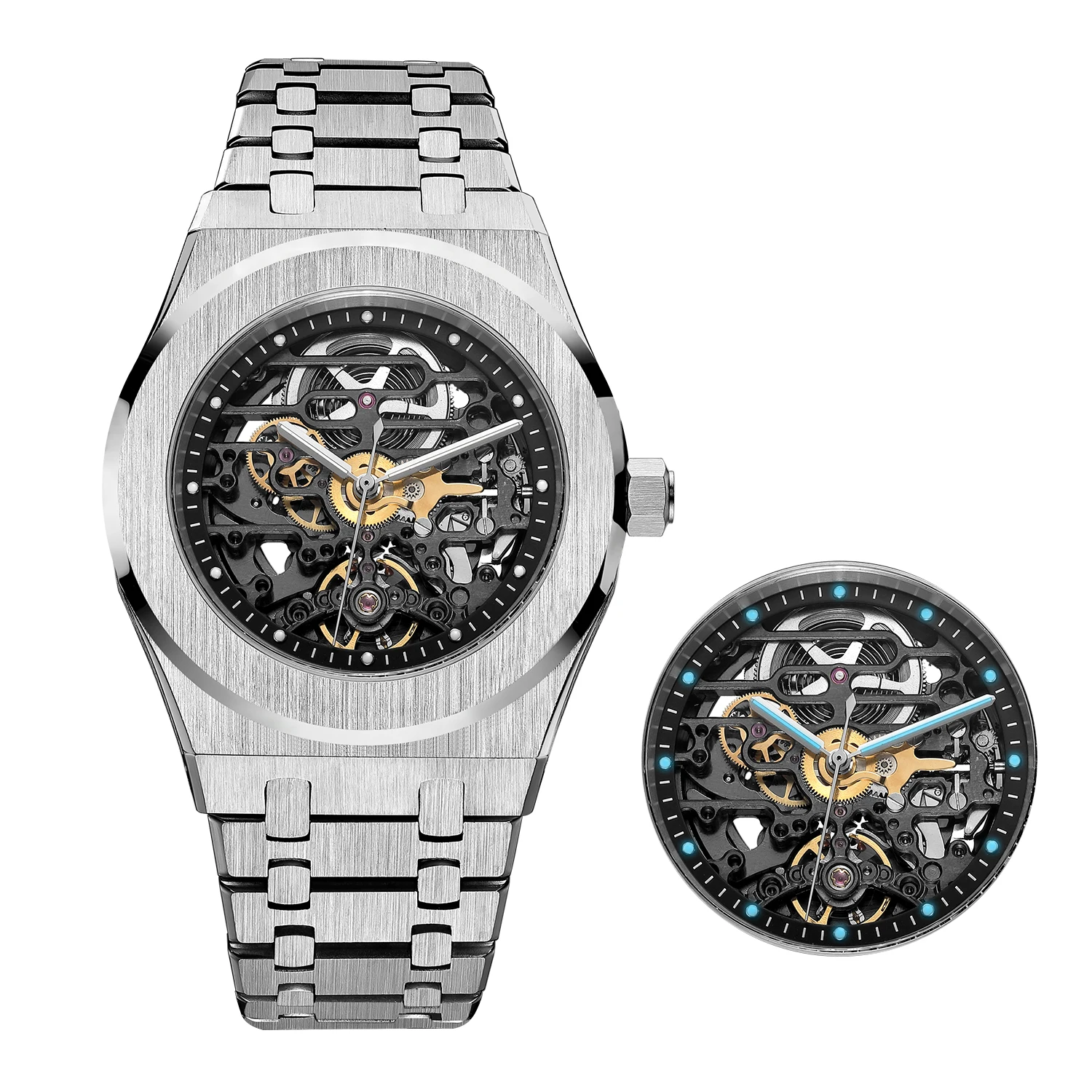 FEICE Automatic Mechanical Luxury Watch Men Top Brand Stainless Steel Watch Luminous Waterproof Watch for Men feice Skeleton 019 - Image 9