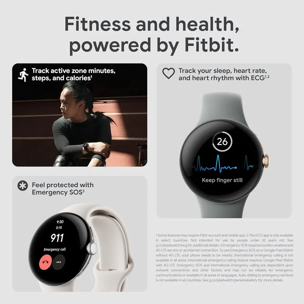 (No Original Package) Google Pixel - Android Smartwatch with Fitbit Activity Heart Rate Tracking Watch LTE Wifi Watch - Image 14
