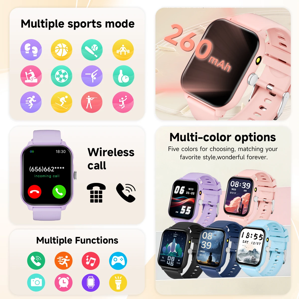 New Game Smart Watch 1.83” Bluetooth Call Sports Mode Music/Camera Control LED Flashlight Long Battery Watch for Android/IOS - Image 4