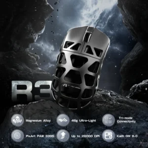ATTACK SHARK R3 Magnesium Alloy Gaming Mouse 8K SUPERLIGHT 8000Hz 6 Adjustable DPI up to 26000 PAW3395 BT/2.4G Wireless/Wired
