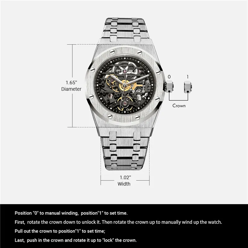 FEICE Automatic Mechanical Luxury Watch Men Top Brand Stainless Steel Watch Luminous Waterproof Watch for Men feice Skeleton 019 - Image 11