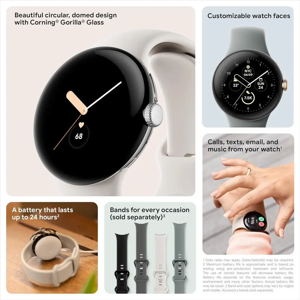 (No Original Package) Google Pixel - Android Smartwatch with Fitbit Activity Heart Rate Tracking Watch LTE Wifi Watch - Image 13