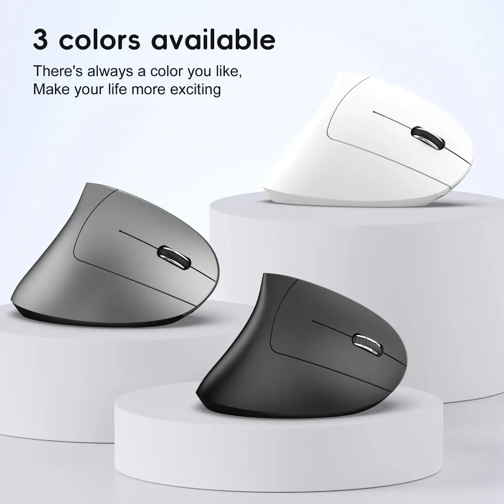 New Dual Mode Wireless Vertical Mouse Bluetooth 5.1 Silent Ergonomic 6 Buttons Type‑C 2400DPI Anti‑Mouse Hand for Office Laptop - Image 9