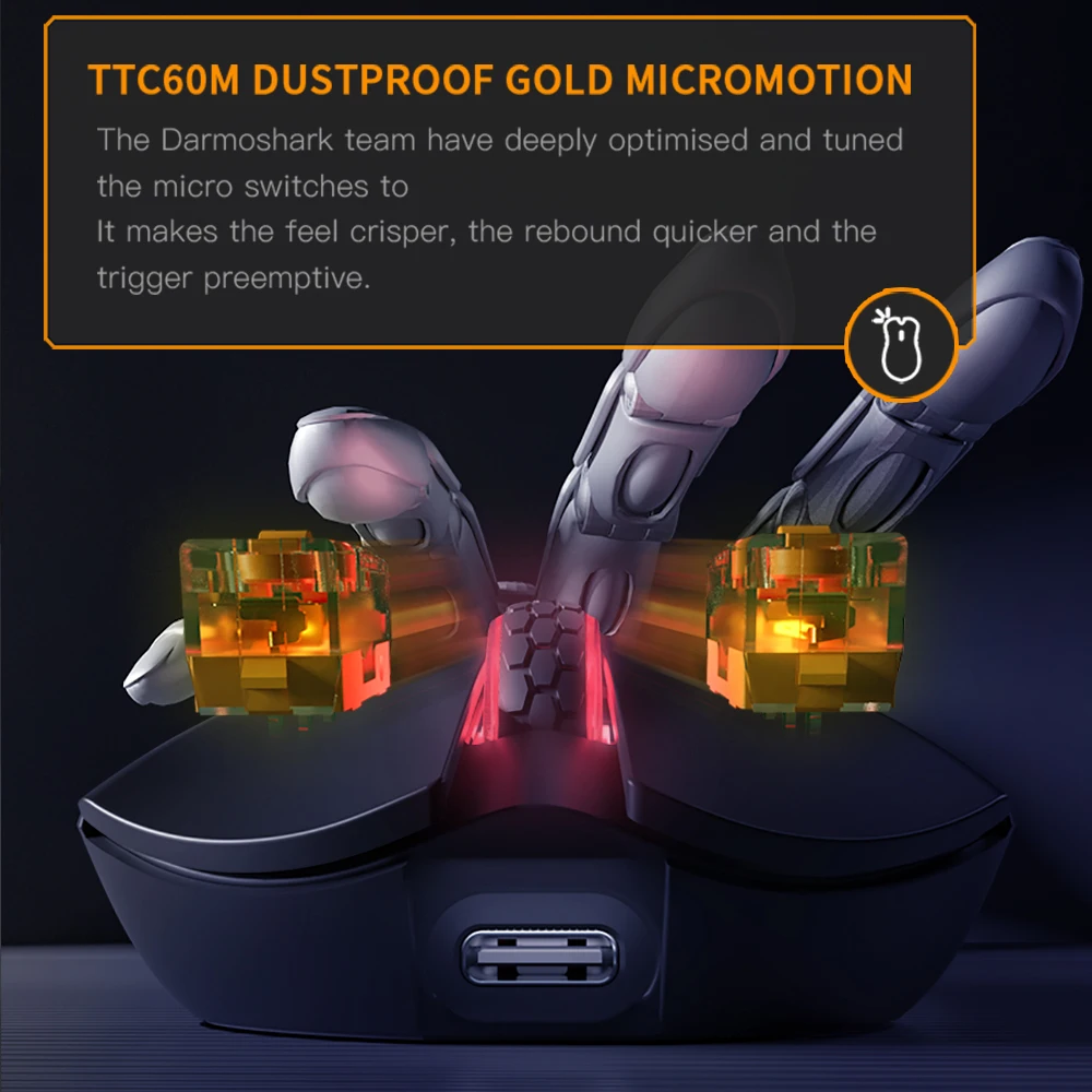 Darmoshark M3Pro Gaming Mouse 2.4G BT Wireless Tri-Mode PAW3395 Sensor N52840 26000DPI Big Hand Macro Driver Mouse For Gaming - Image 5
