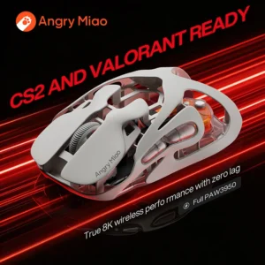 Angry Miao Infinity Gaming Wireless Mouse Hot-Swappable Metal Ultralight Hollow PAW3950 Dual 8K Wired Tri-Mode