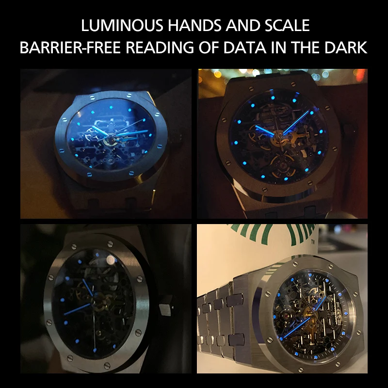 FEICE Automatic Mechanical Luxury Watch Men Top Brand Stainless Steel Watch Luminous Waterproof Watch for Men feice Skeleton 019 - Image 7