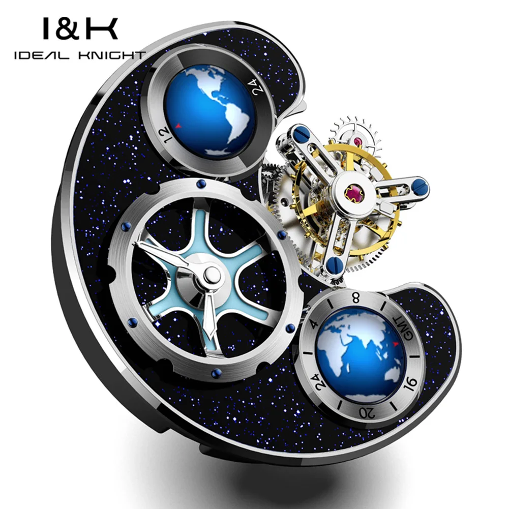 IDEAL KNIGHT Real Tourbillon Automatic Watches for Men 43mm Large Dial Blue Earth Series High-end Luxury Brand Mechanical Watch - Image 16
