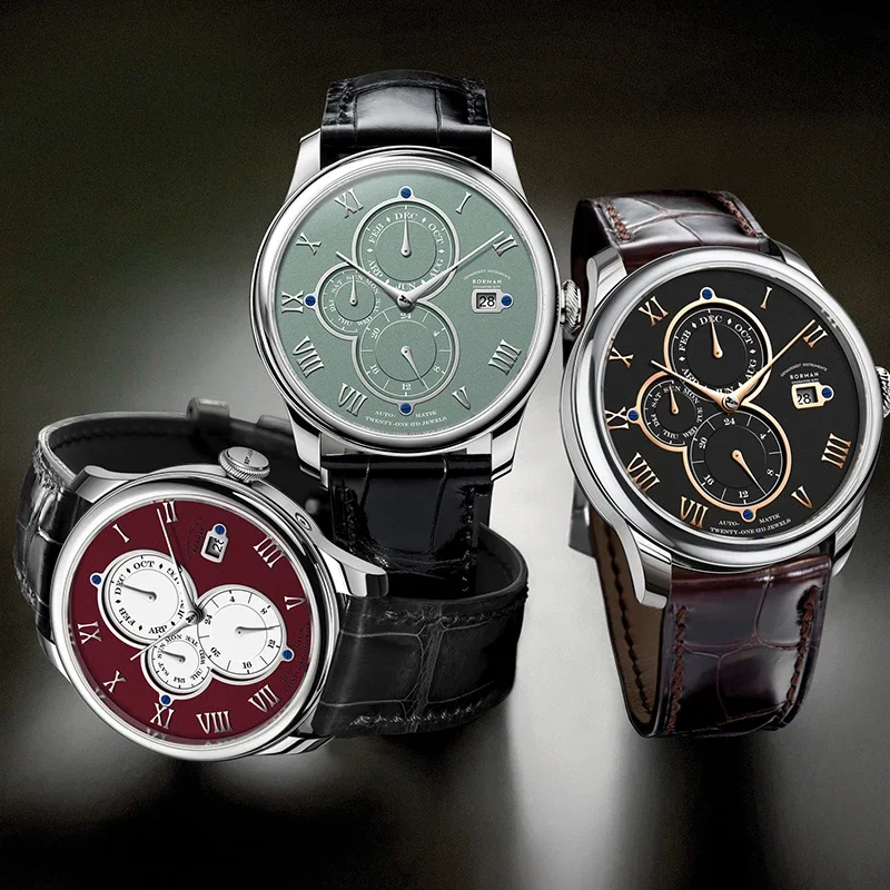 Luxury Brand BORMAN Automatic Mechanical Men’s Watches Sapphire 50M Waterproof Multi-function Dial Retro Leather Clocks BM18011 - Image 8