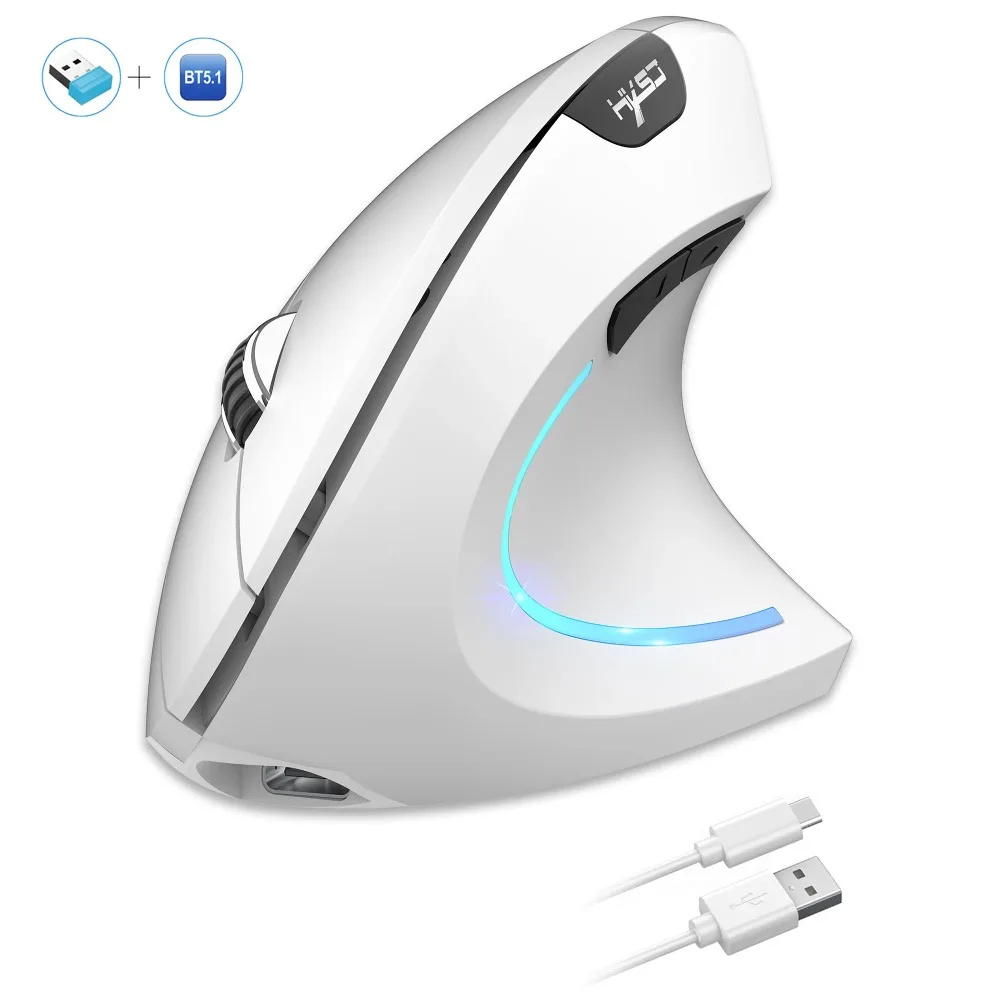 New Dual Mode Wireless Vertical Mouse Bluetooth 5.1 Silent Ergonomic 6 Buttons Type‑C 2400DPI Anti‑Mouse Hand for Office Laptop - Image 5